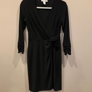 WHITE HOUSE BLACK MARKET black faux wrap dress